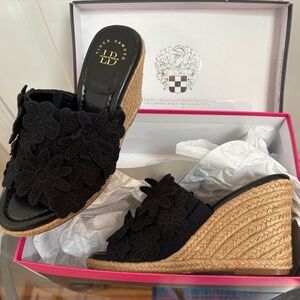 Vince Camuto Black Floral Wedges